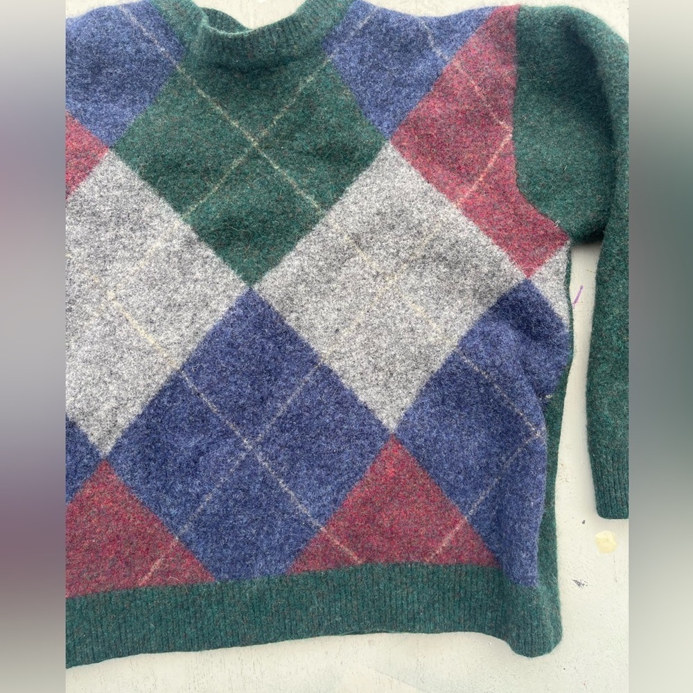 Women’s Club Room Sweater Multicolor Argyle NO SIZE Grandma‎ Wool Prep Academia
